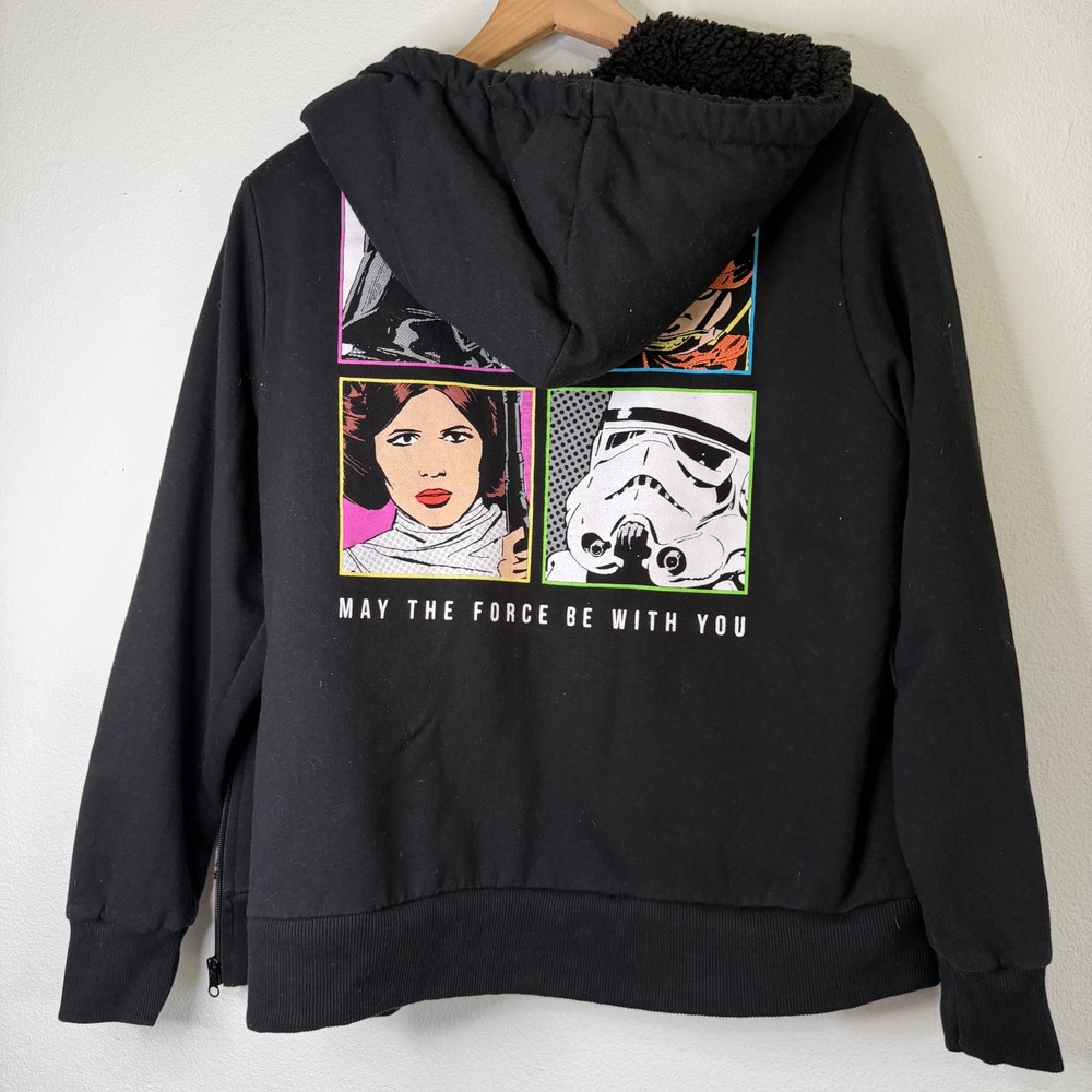 Star Wars - Pop Art Graphic Sherpa Lined Hoodie Original Trilogy Characters - Picture 3 of 8